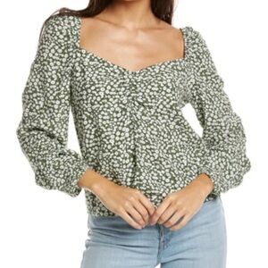 Boden Sweetheart Printed Green Women's Top